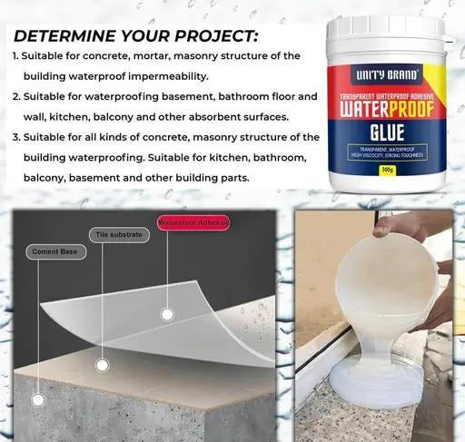 Pack Of 1 Crack Seal Glue 300gm with Brush Transparent Waterproof Glue for Roof Leakage Crack Seal Agent Roof Water Leakage Solution Water Proof Glue Transparent Glue
