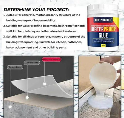 Pack Of 1 Crack Seal Glue 300gm with Brush Transparent Waterproof Glue for Roof Leakage Crack Seal Agent Roof Water Leakage Solution Water Proof Glue Transparent Glue