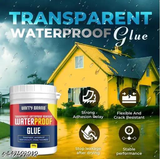 Pack Of 1 Crack Seal Glue 300gm with Brush Transparent Waterproof Glue for Roof Leakage Crack Seal Agent Roof Water Leakage Solution Water Proof Glue Transparent Glue
