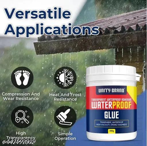 Pack Of 1 Crack Seal Glue 300gm with Brush Transparent Waterproof Glue for Roof Leakage Crack Seal Agent Roof Water Leakage Solution Water Proof Glue Transparent Glue
