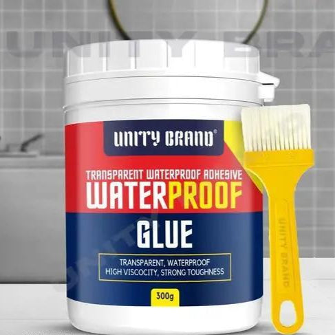 Pack Of 1 Crack Seal Glue 300gm with Brush Transparent Waterproof Glue for Roof Leakage Crack Seal Agent Roof Water Leakage Solution Water Proof Glue Transparent Glue